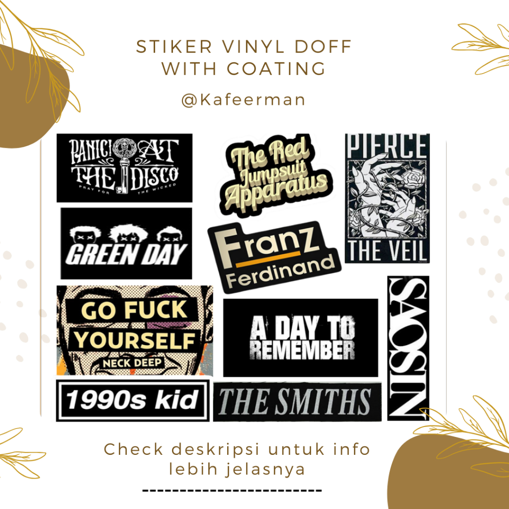 

STIKER BAND ROCK INDIE METAL GREEN DAY NECK DEEP ETC ISI [10PCS]