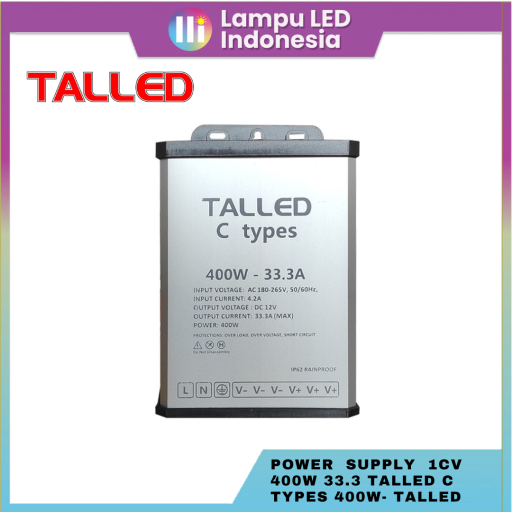 POWER SUPPLY 12V 400W 33,3A RAINPROOF TALLED-X 5.0 GARANSI 1 TAHUN