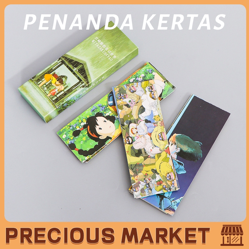 

30Pcs/Set Pembatas Buku Kertas Karakter Lucu Besar Desain Hayao Miyazaki / Van Gogh Bookmark