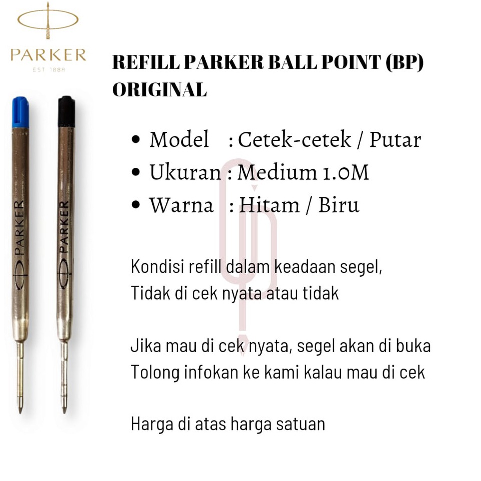 

Isi Pulpen Parker Refill Parker BallPoint BP KODE L2V3