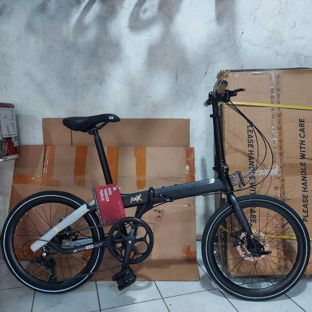 Sepeda lipat 20 inch element fold X9 frame alloy dewasa dan anak remaja 8 speed rem cakram high qual