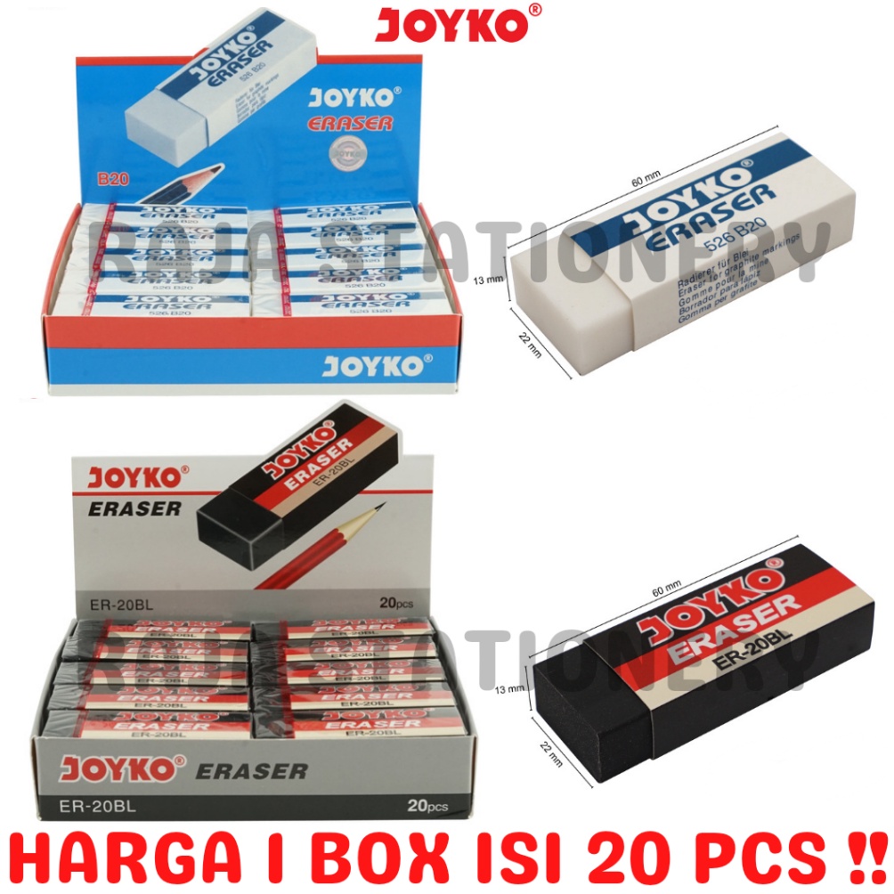 

KODE G1D7 JOYKO ERASER BLACK WHITE PENGHAPUS JOYKO BESAR PUTIH HITAM UJIAN B2 2BL 2PCS