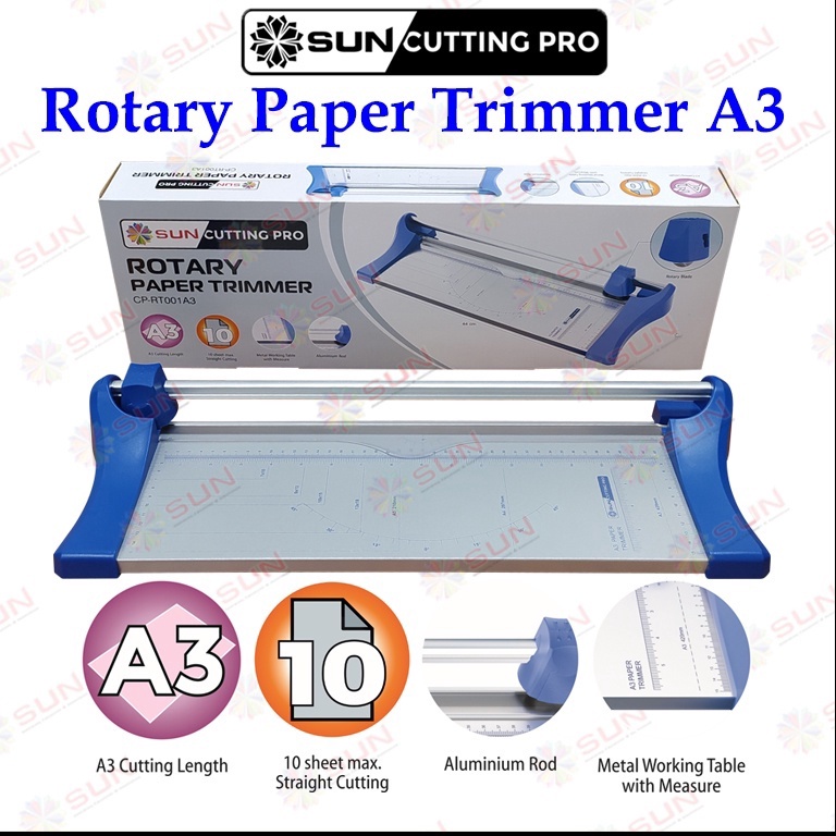 

KODE C8H3 Alat Potong Kertas Rotary A3 A2 Vertikal 44 mm Rotary Paper Cutter Trimmer CPRT1A3 bisa potong kertas ukuran A5 A4 A3 A2 Vertikal