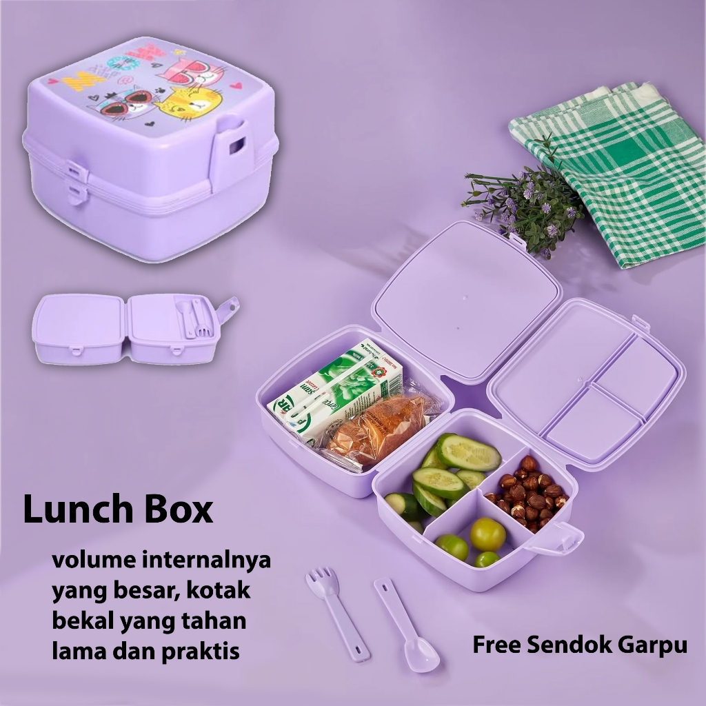 Kotak Makan Lucu Lunch Box 2 Susun Kotak Bekal Food Container Wadah Penyimpanan Kado Ulang Tahun
