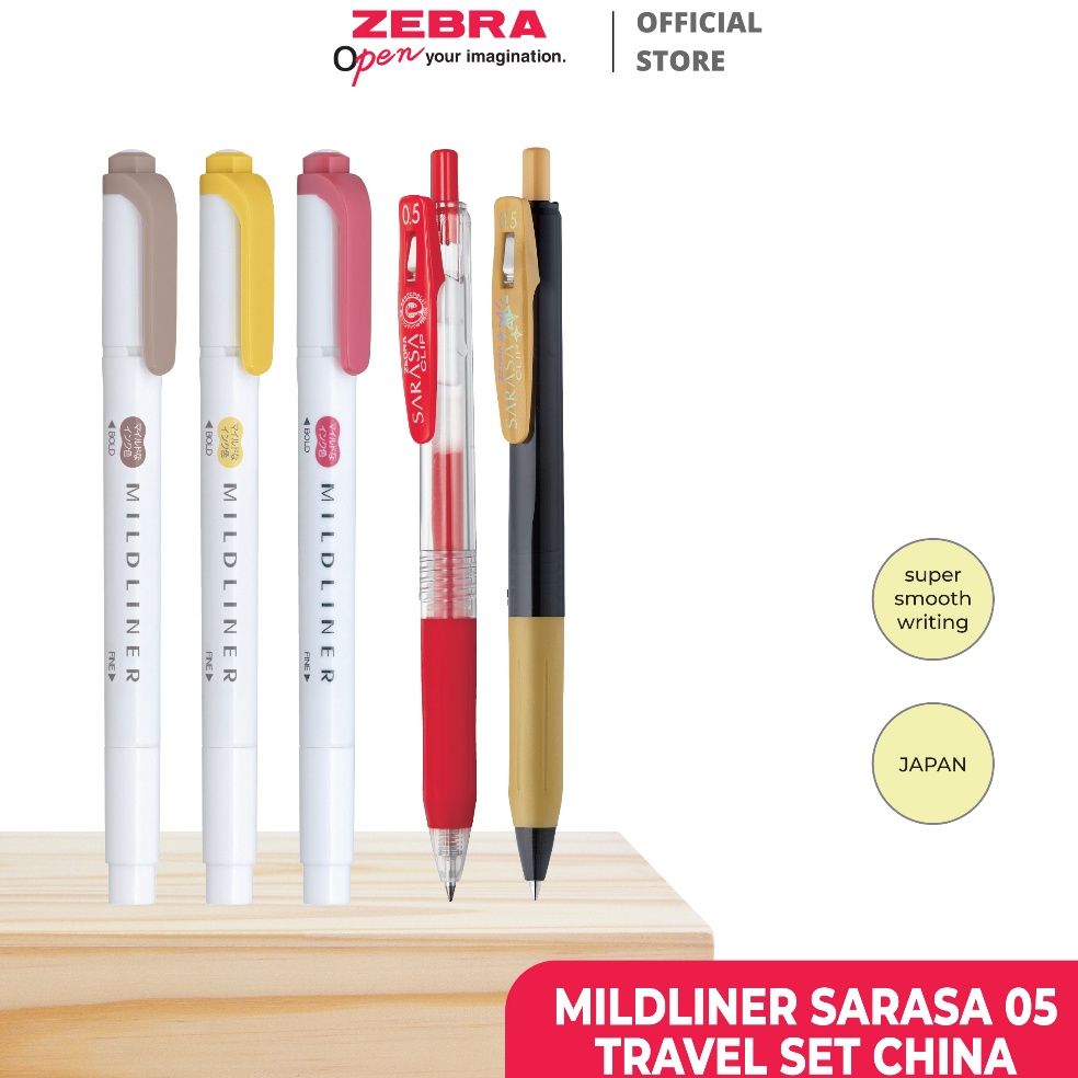 

ZEBRA JurnalJournal Set GEL PEN PULPEN SARASA CLIP 5 MM HIGHLIGHTER DUA SISI MILDLINER KODE B9M9