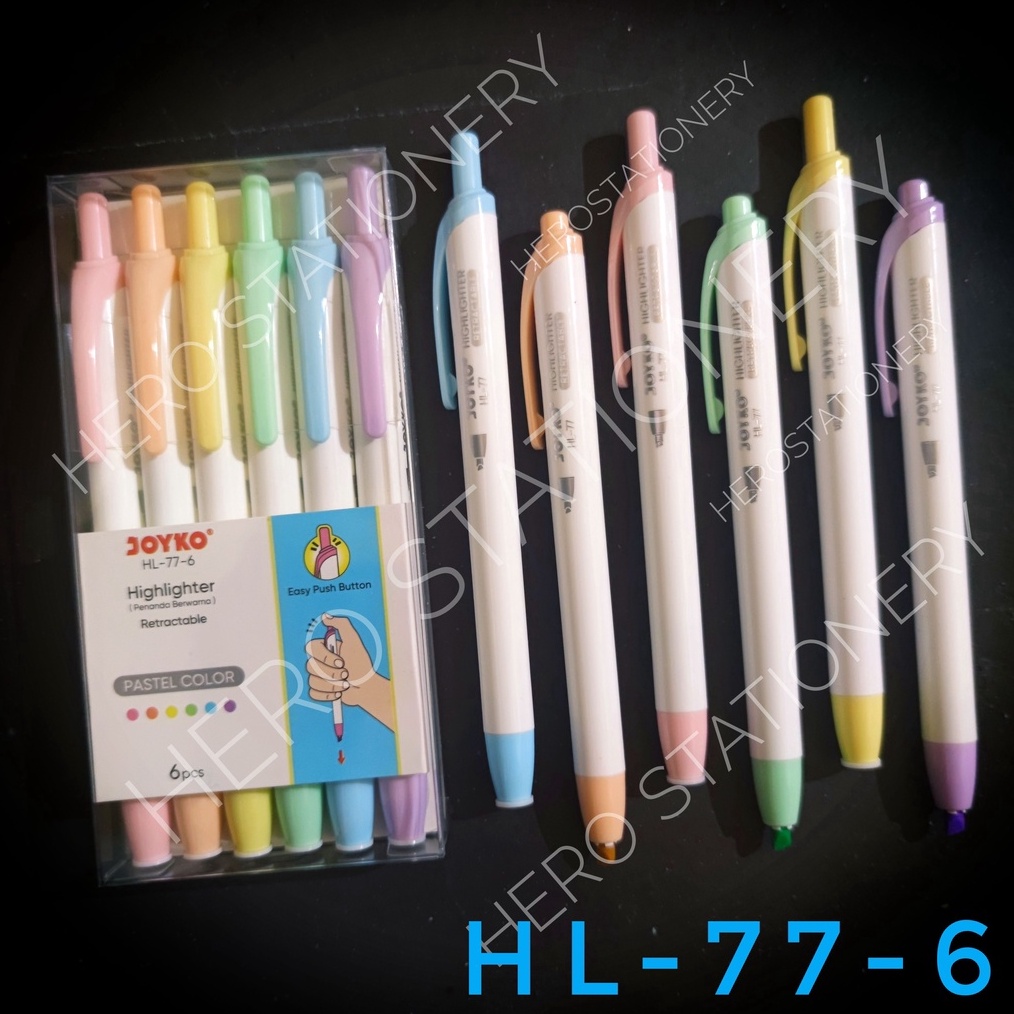 

Highlighter pulpen marker pastel colors joyko 6 warna HL776 KODE Y6H3