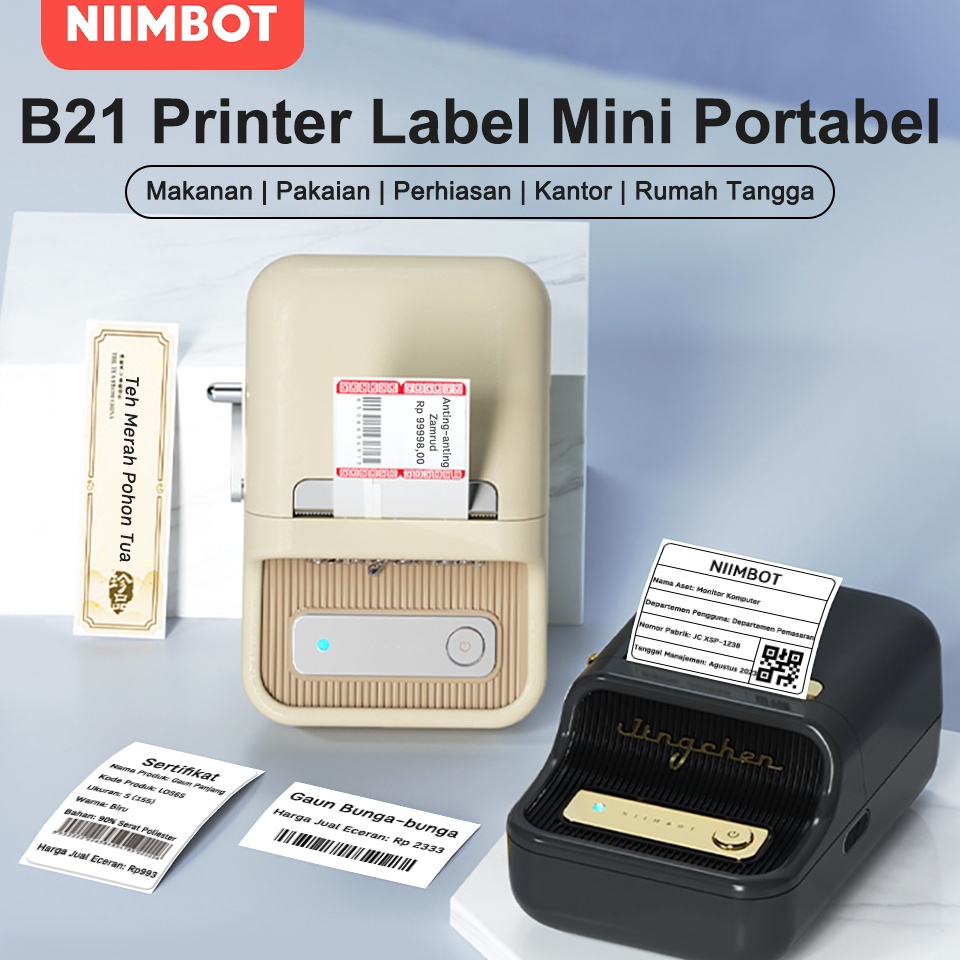 

NIIMBOT B21 B1 Pencetak Label Termal Printer Label Portabel Bluetooth Tanpa Tinta dengan KODE J8M3