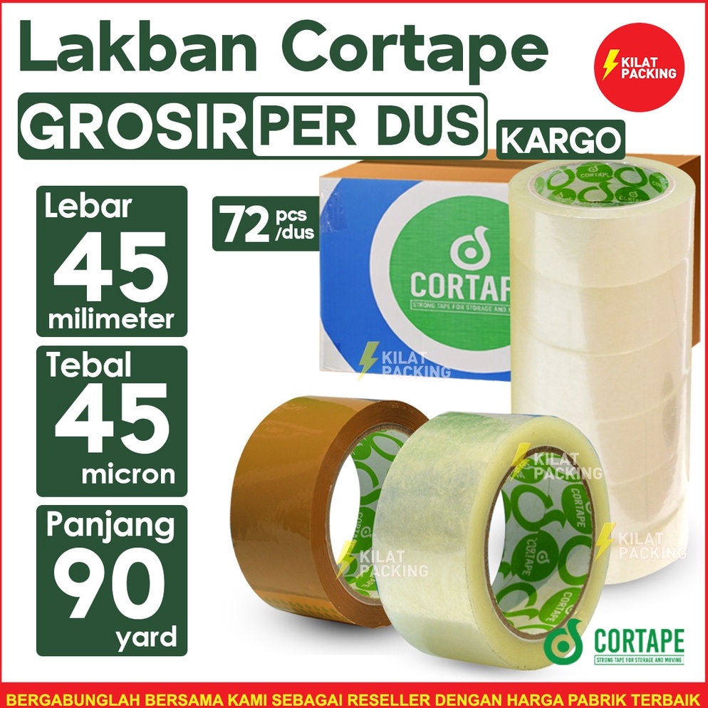

Lakban Cortape 2 inch 45 mm 9 yard MURAH Ekonomis Per Dus KODE J1X1
