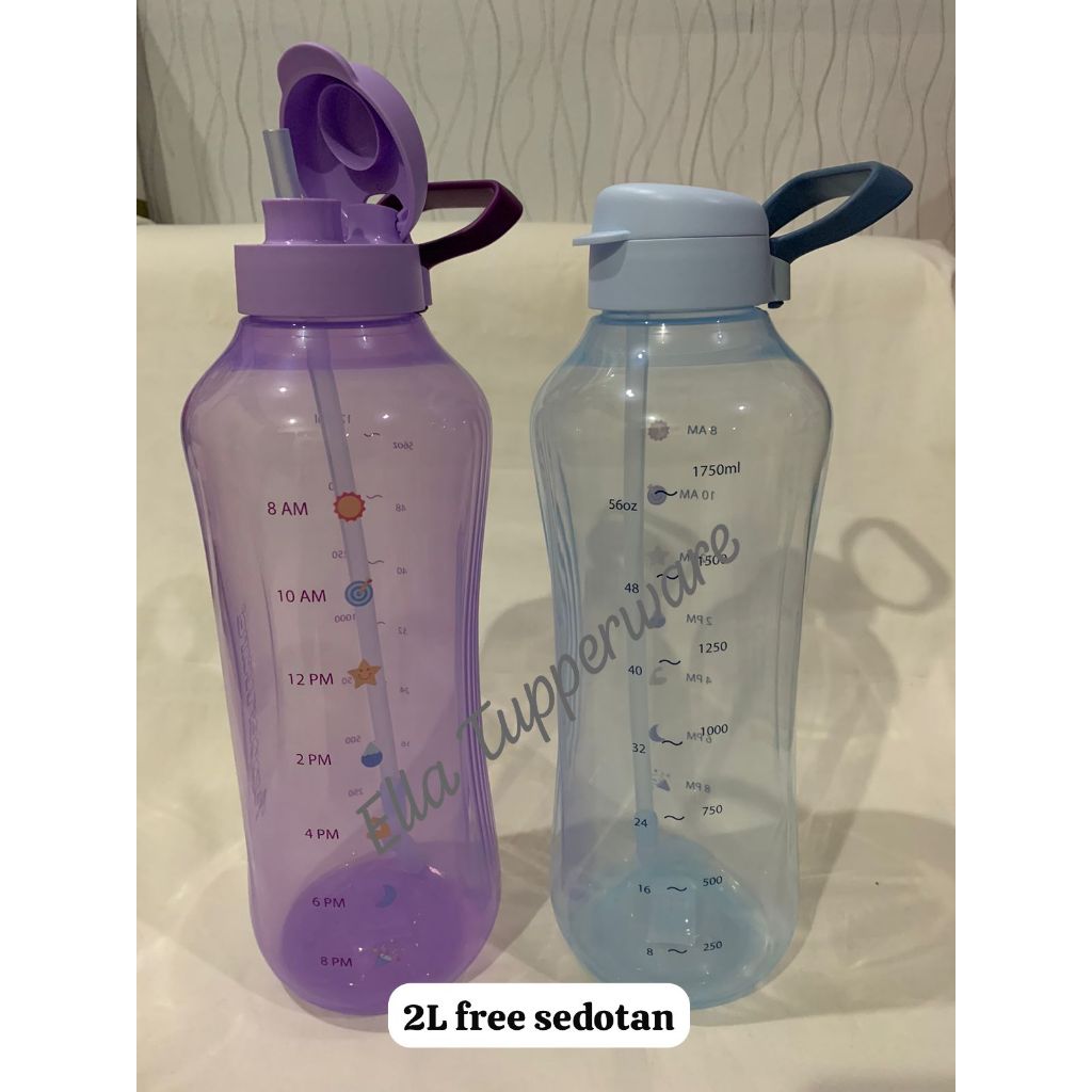 NEW Botol Minum ECO 2L Aquavibe 2 Liter dengan Handle FREE SEDOTAN Murah Keren Awet [ Ella Tuppy Tup