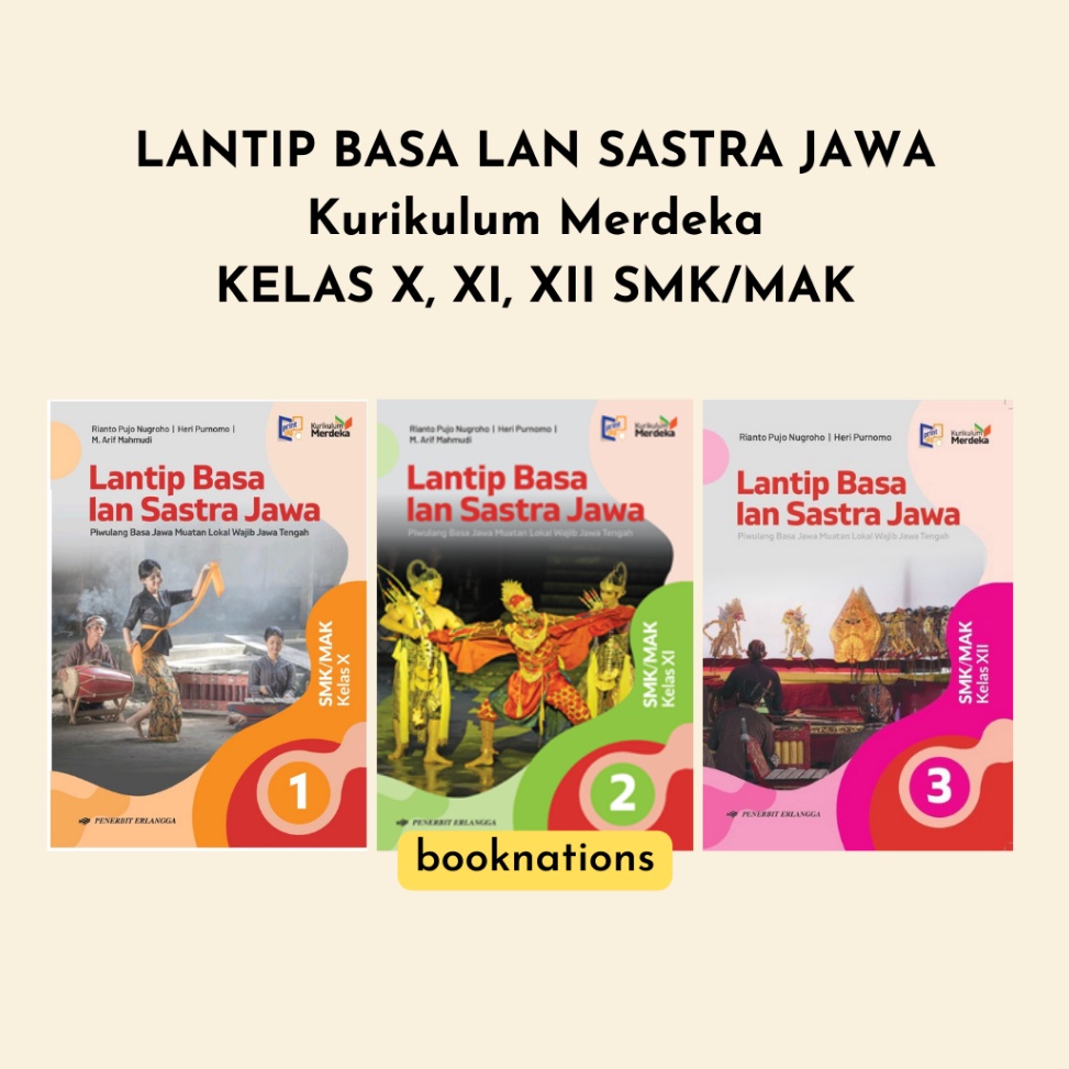 Buku bahasa jawa LANTIP BASA LAN SASTRA JAWA Kelas 1 11 12 X XI XII SMK Kurikulum Merdeka ERLANGGA K