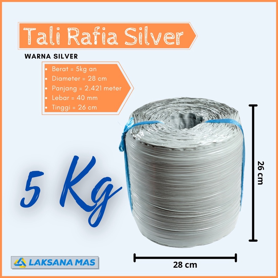 

KODE Q6T7 Tali Rafia Plastik Rol Besar Laksanamas Warna Silver Ukuran 5Kg an di JakartaDepokBogorTangerangBekasi