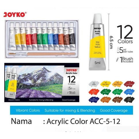 

Cat Akrilik Acrylic Color Joyko ACC-5ML - ACC-5ML-12WARNA