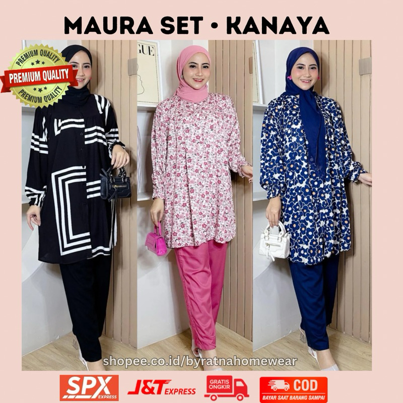 MAURA SET KANAYA - set maura kanaya set tunik rayon twill setelan tunik rayon twill oneset tunik ray
