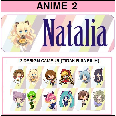 

STIKER STICKER LABEL NAMA WATERPROOF BASIC: ANIME 2