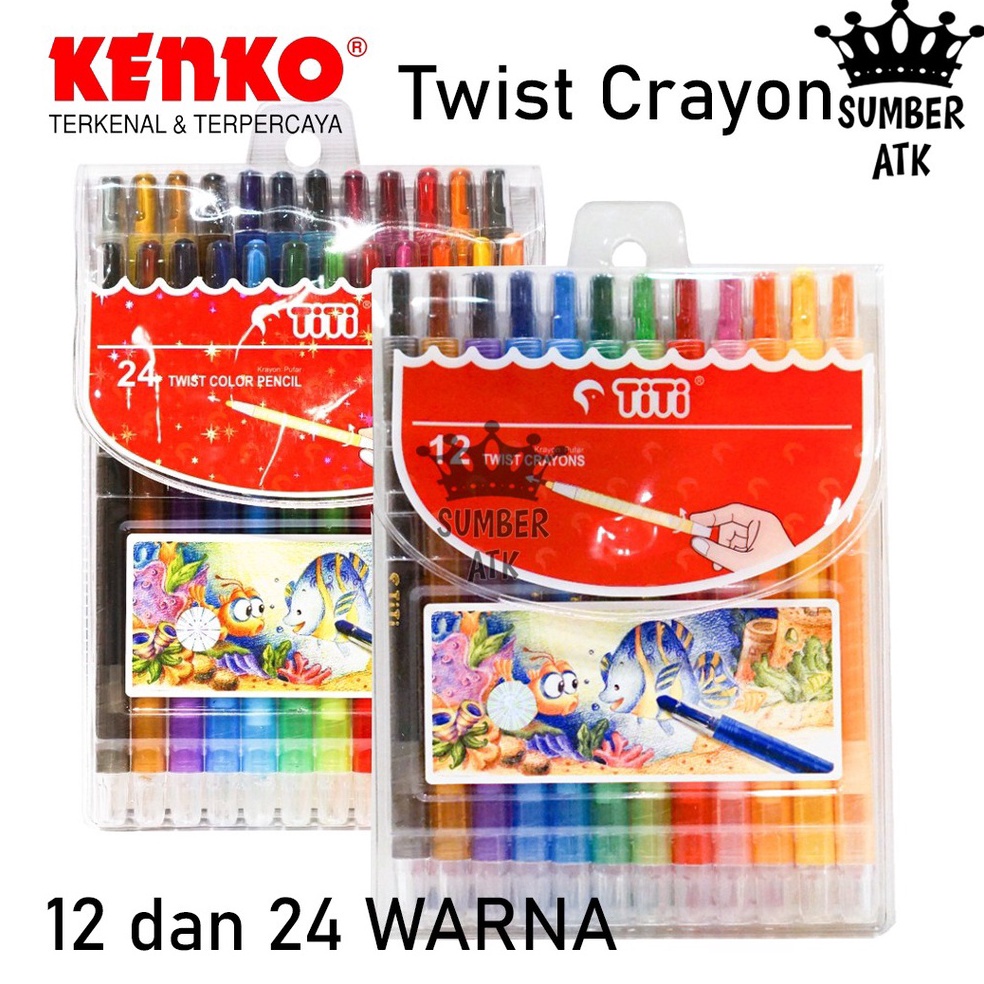 

KODE C8C9 Crayon Twist Kenko TITI 12 dan 24 COLOR TWIST CRAYON PVC BAG