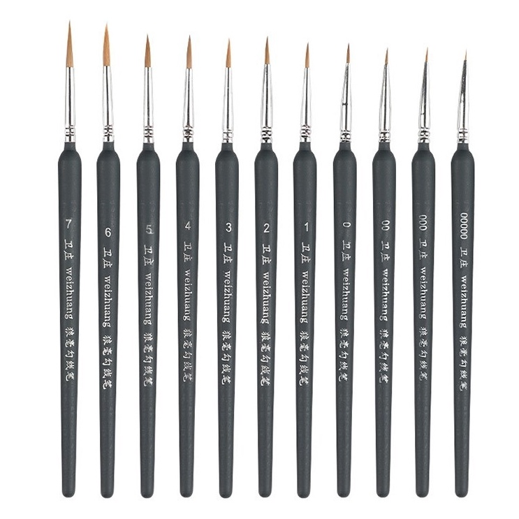 

KODE E8L5 Kuas Lukis Liner Weizhuang Tip Nylon Bulat 11pcs SET Wei Zhuang Round brush Set Detailing