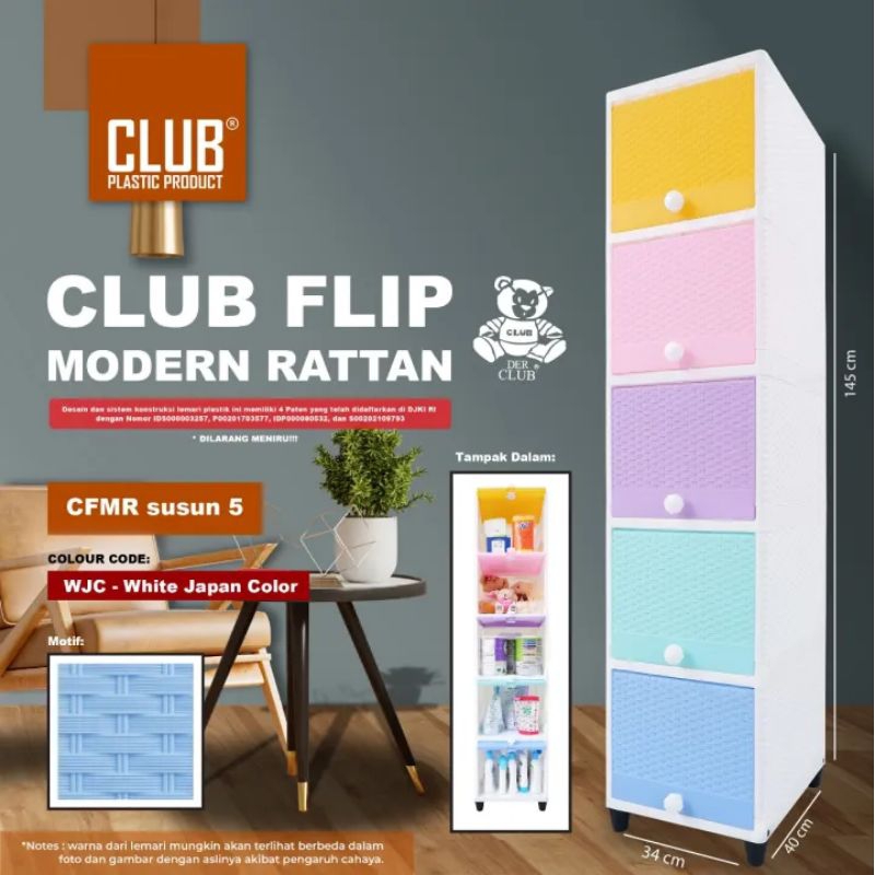 Club Flip Modern Rattan Rainbow CFMR Tier 5 - Everyday White Candy Color Pink Purple Blue Mint Yello