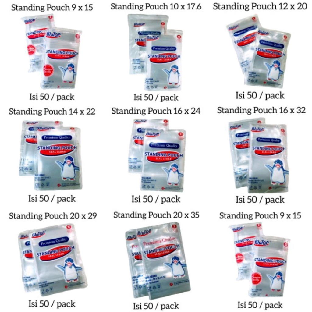 Standing Pouch 9x15 10x17 12x20 14x22 16x24 16x32 20x29 Isi 50 Lembar