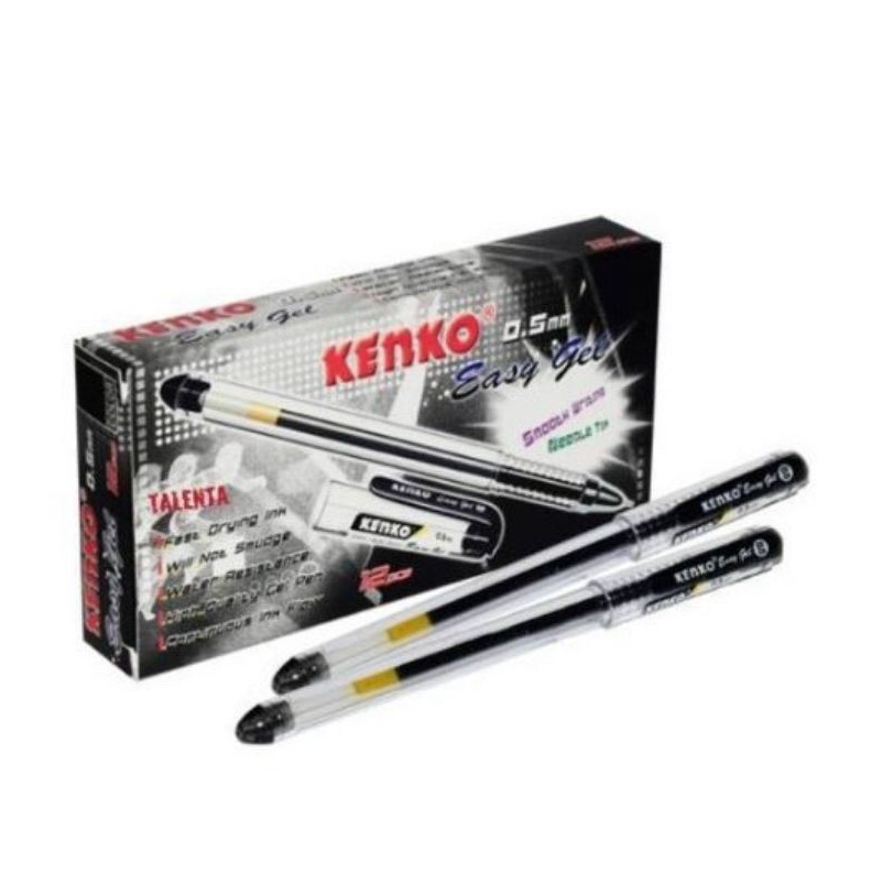 

NEW VARIAN Pulpen Gel Kenko Easy Gel Kenko 5 Mm Tinta Gel Hitam Per Lusin