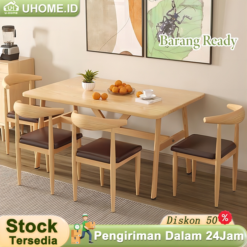 [Kayu Solid] Meja Makan Minimalis Meja Belajar Kayu Meja makan kayu solid Meja Makan Teras Meja Maka
