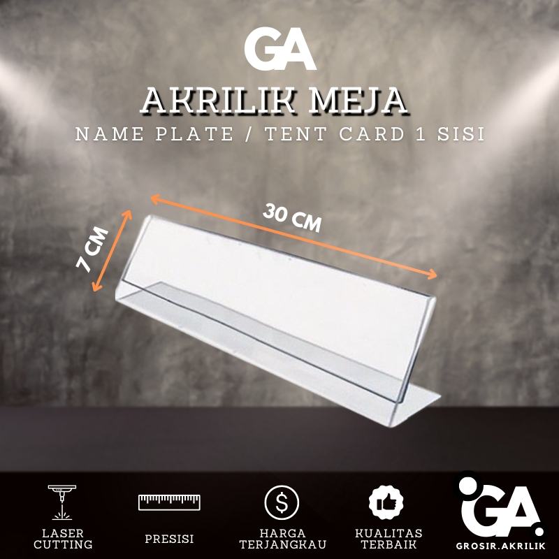 

Akrilik Meja / Tent Card / Kartu Nama / Name Plate 1 sisi 7x30 cm