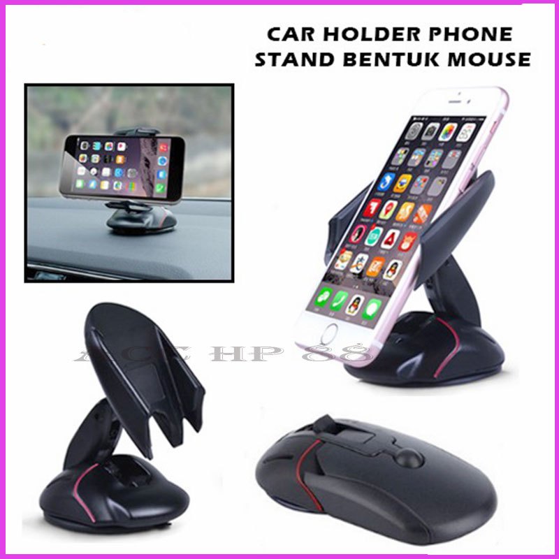 Acchp Car Holder Bentuk Mouse Shape Handphone Mobil GPS Unik Lipat Folding Desktop Dashboard Hp Univ
