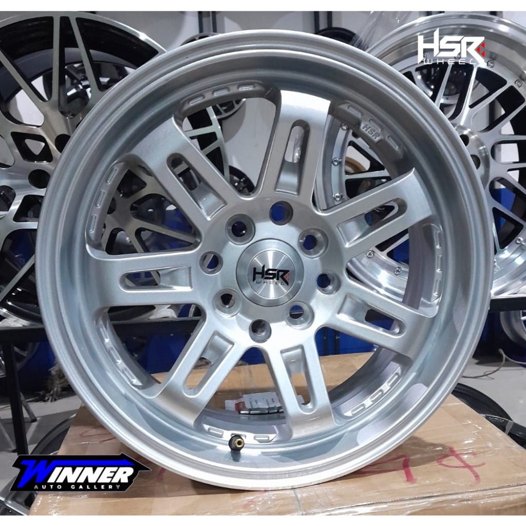 Velg Mobil Racing HSR DAIMON R15 Silver Glossy Rata Body Lubang 4 Buat Avanza,Xenia,Brio,Yaris Disko