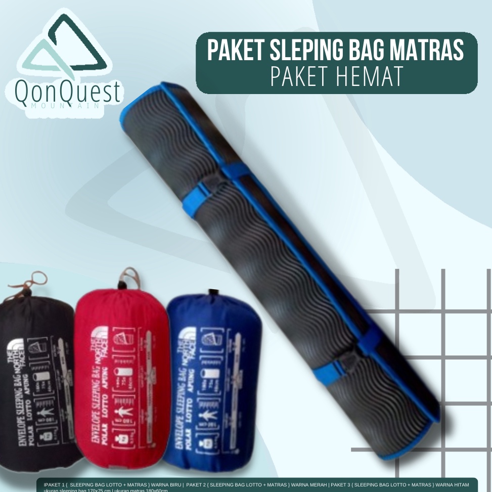 KODE N16W Paket Sleeping bag bantal lotto  matras  paket sleping bag matras  paket matras sleeping b