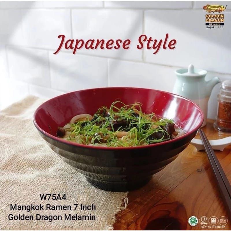 Mangkok melamin golden dragon-mangkok mie ramen 7inch-melamin golden dragon