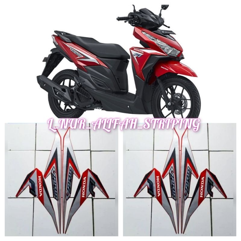 STIKER STRIPING LIS LES BODY MOTOR HONDA VARIO TECHNO 125 LED 2015 WARNA MERAH