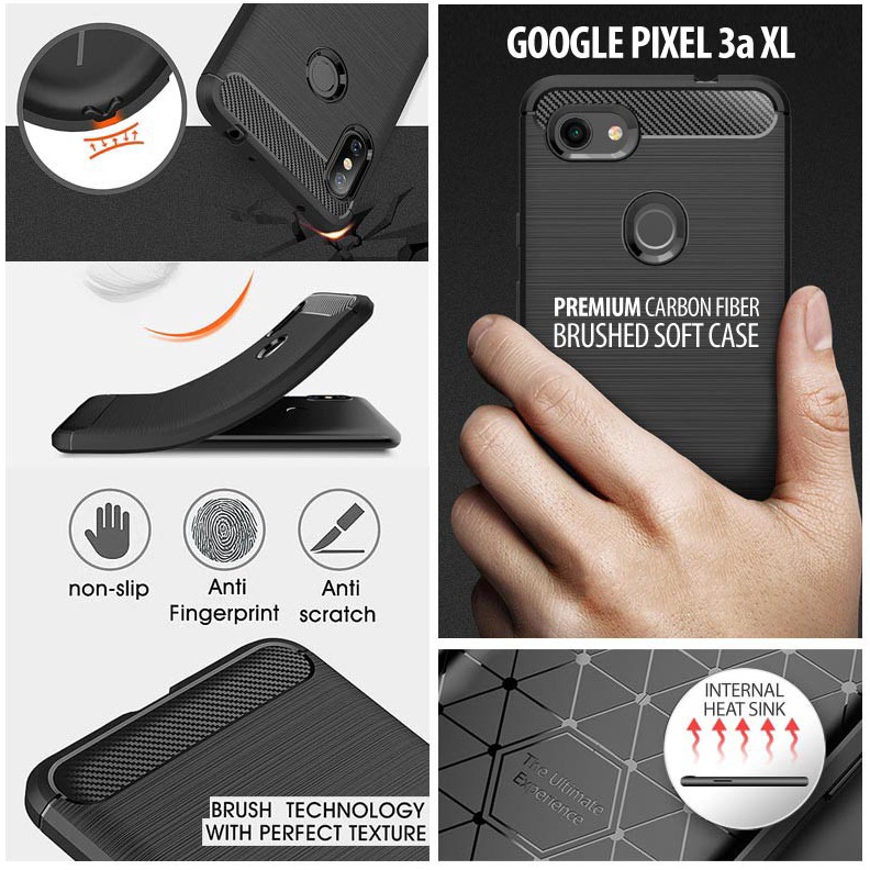 DISCOUNT Google Pixel 3a XL  PREMIUM Carbon Fiber Brushed Soft Case