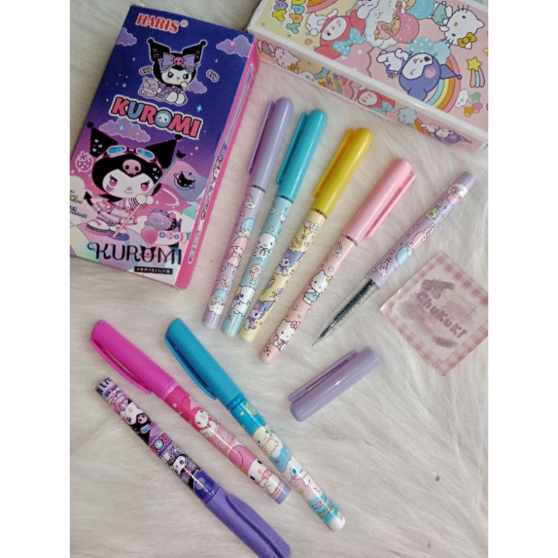 

Pulpen pena gel Sanrio Kuromi Melody Cinnamorol Twinstar Hello Kitty