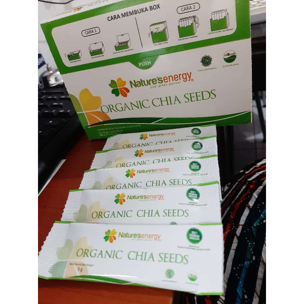 

NATURE'S ENERGY CHIA SEEDS BLACK ORGANIC 5GR X 5 SACHET ECER, BERMANFAAT.