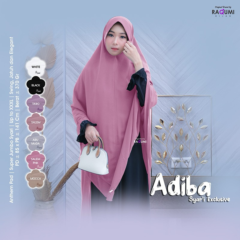 Adiba Syari Exclusive Original Raqumi Hijab Wanita Khimar Jumbo Anthem Pad Adiba Raqumi Khimar