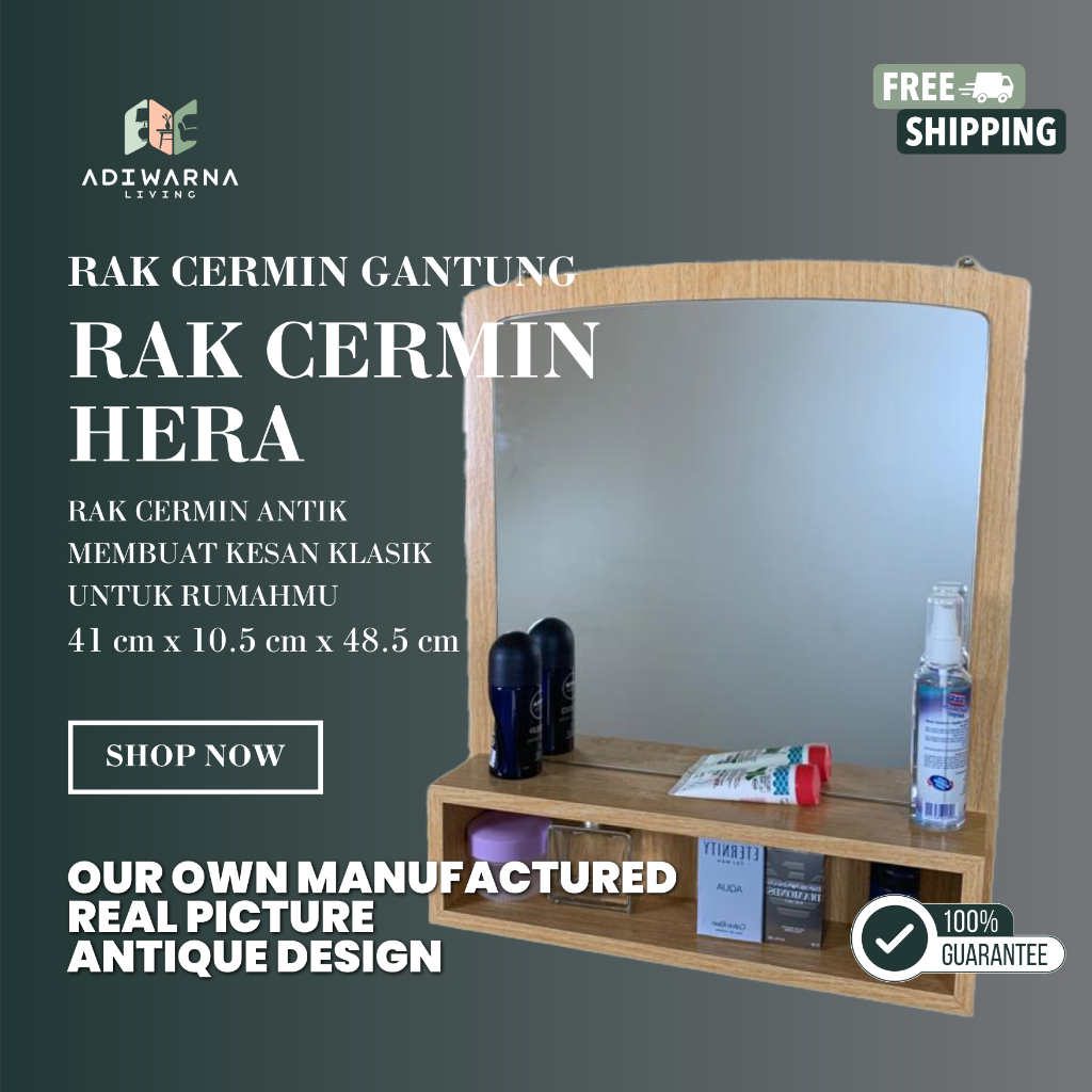 Adiwarna Rak Dinding Cermin Hera I Rak Kamar Mandi I Rak Cermin Kamar Mandi