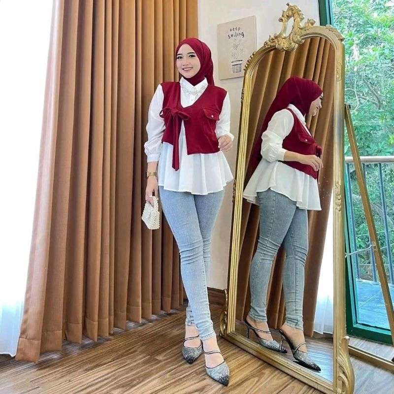ATASAN BLOUSE MERAH PUTIH AGUSTUSAN CRINKLE AIRFLOW PREMIUM