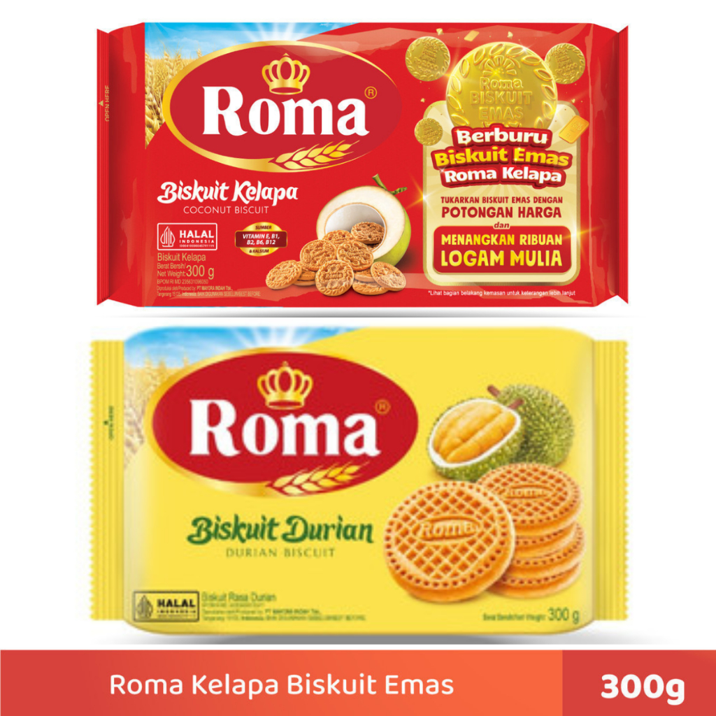 

Biskuit Roma Biskuit Kelapa Durian Kemasan Besar Pack 300 gr