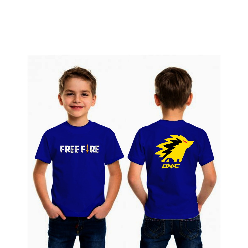 kaos anak tangung gaming ff onic,geek,aura,evos,rrq kaos free firee anak umur3-14thn