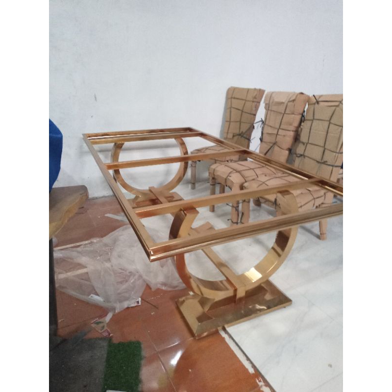 Meja makan kaki stainless gold/Kaki meja makan stainless model cincin