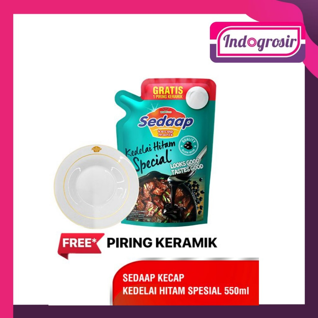 

SEDAAP KECAP KEDELAI HITAM SPESIAL POUCH 550ML FREE PIRING /KECAP SEDAP REFILL ISI ULANG/PROMO