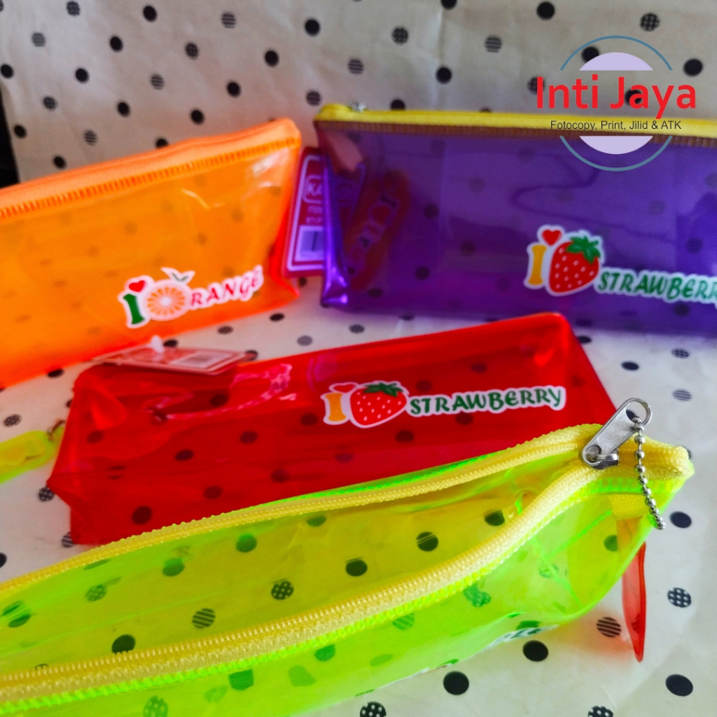 

Dompet Pensil Kayagi Transparan Fruit Berwarna