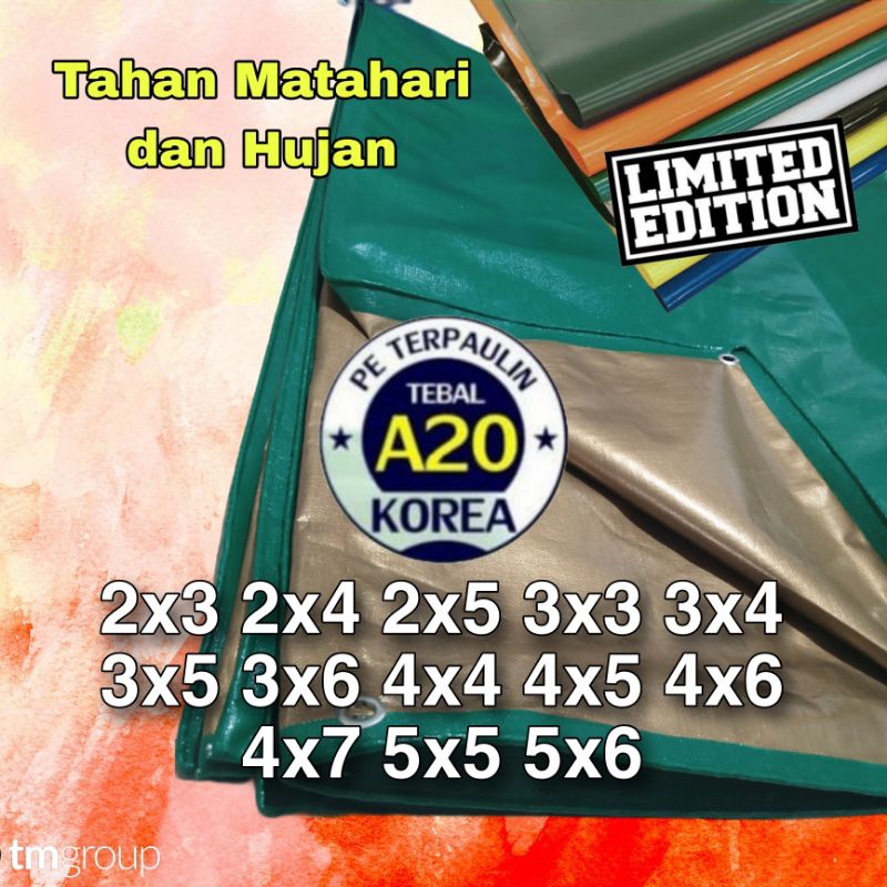 Terpal Terpaulin Tipe A20 KOREA super tebal ukuran 2x3 2x4 2x5 3x3 3x4 3x5 3x6 4x4 4x5 4x6 4x7 5x5 5