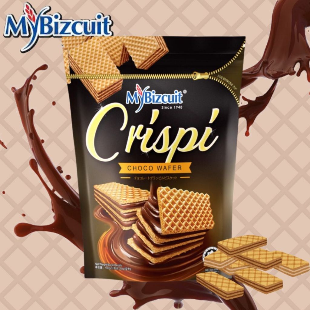 

MyBizcuit Crispi Choco Wafer 180g 1 Pouch Camilan Snack Cookies Wafer Import Crispy Dengan Rasa Cokelat