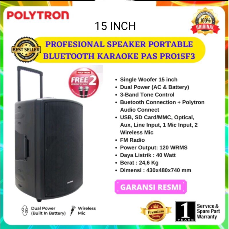 SPEAKER POLYTRON PAS PRO15F3 / PRO12F3 SPEAKER MEETING PORTABLE FREE MIC