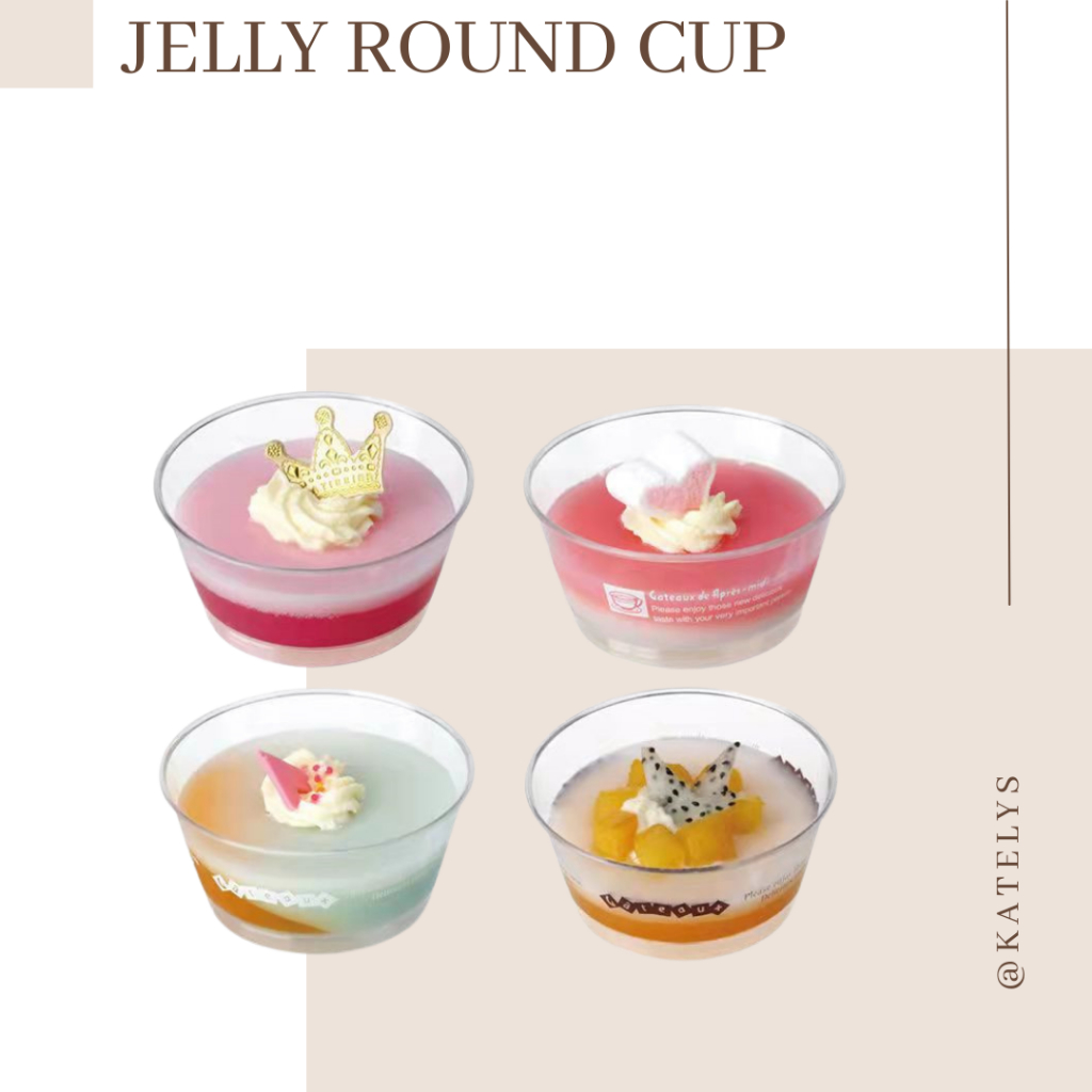 Tempat Puding Cup Dengan Tutup | Cup Puding Bulat | Tempat Jelly Dessert Makanan Ringan