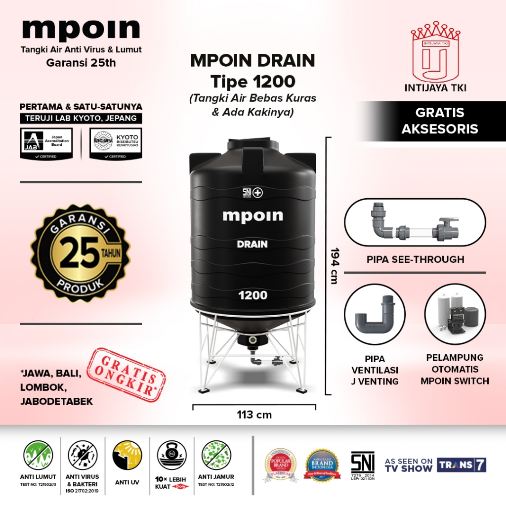 Tangki Air MPOIN Drain 1200 Liter | Toren Air | Tandon Air