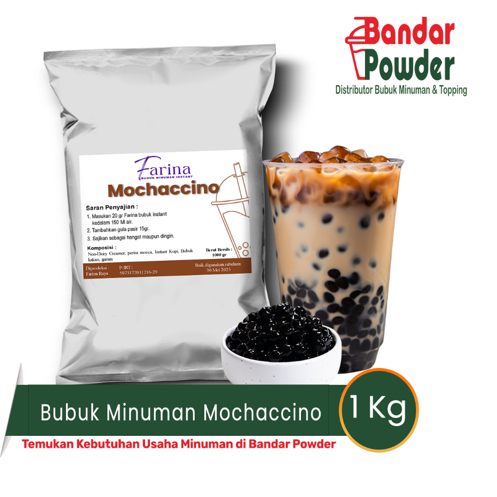

Bubuk Minuman Mochaccino 1kg - Farina Serbuk Premium Plain