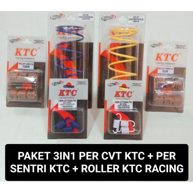 PAKETAN KIRIAN MATIC 3IN1 PER CVT KTC PLUS ROLLER KTC PLUS PER SENTRI KTC 1000RPM DAN 1500RPM VARIO 