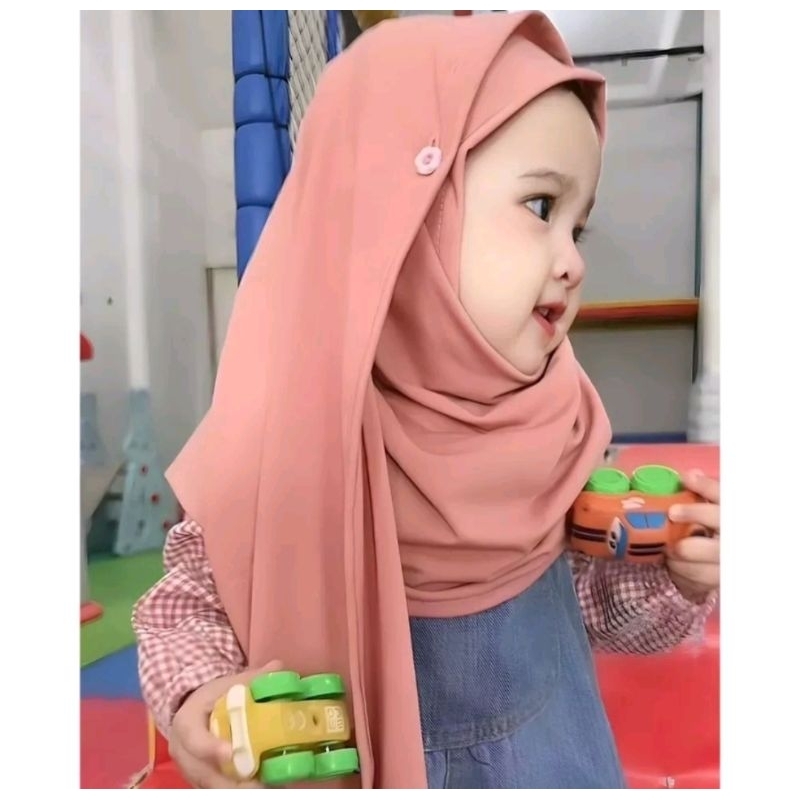 Hijab pashmina kancing anak jersey premium