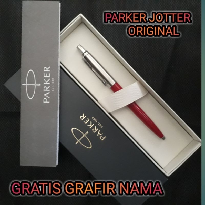 

Bollpoint Mewah Luxury Parker Jotter Original Red Stainless Gratis Grafir Nama